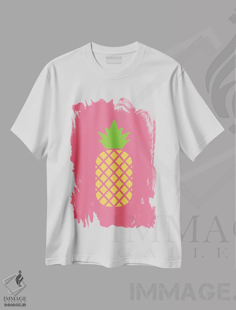 تیشرت سفید طرح دار "آناناس"، تزئینی اثر لایمن کریتیو کو. | immage.ir