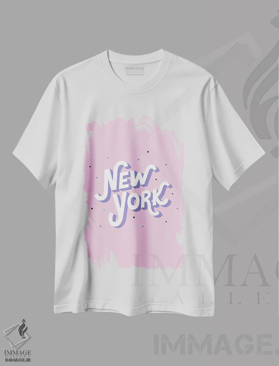 تیشرت سفید طرح دار "نیویورک"، تزئینی اثر لایمن کریتیو کو. | immage.ir