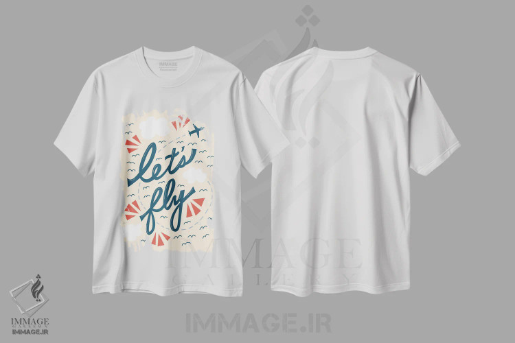 تیشرت سفید طرح دار "بیا پرواز کنیم"، هنر دیجیتال اثر لایمن کریتیو کو. | فروشگاه ایماژ