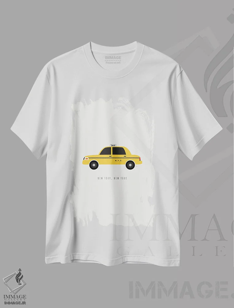 تیشرت سفید طرح دار "تاکسی نیویورک"، تزئینی اثر لایمن کریتیو کو. | immage.ir