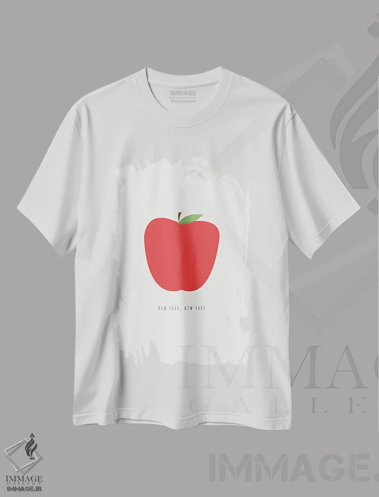 تیشرت سفید طرح دار "سیب نیویورک"، تزئینی اثر لایمن کریتیو کو. | فروشگاه ایماژ