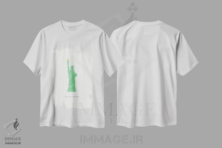 تیشرت سفید طرح دار "مجسمه آزادی نیویورک"، تزئینی اثر لایمن کریتیو کو. | فروشگاه ایماژ