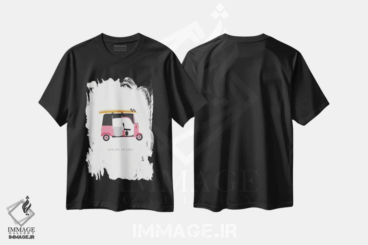 تیشرت مشکی طرح دار "توک توک موج سواری آهانگاما، سریلانکا"، تزئینی اثر لایمن کریتیو کو. | فروشگاه ایماژ
