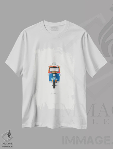 تیشرت سفید طرح دار "توک توک تایلند"، تزئینی اثر لایمن کریتیو کو. | فروشگاه ایماژ