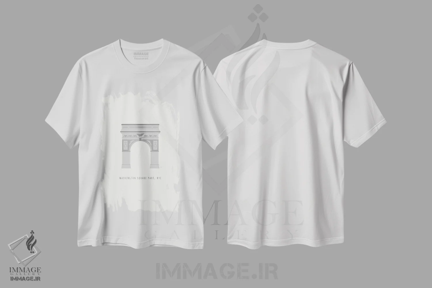 تیشرت سفید طرح دار "طاق میدان واشنگتن نیویورک"، تزئینی اثر لایمن کریتیو کو. | immage.ir