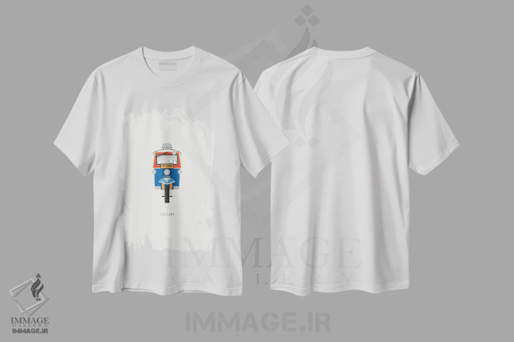 تیشرت سفید طرح دار "توک توک تایلند"، تزئینی اثر لایمن کریتیو کو. | فروشگاه ایماژ