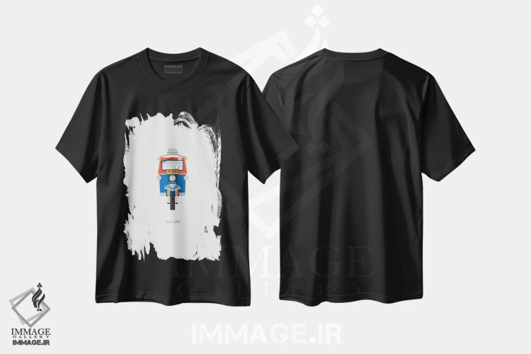 تیشرت مشکی طرح دار "توک توک تایلند"، تزئینی اثر لایمن کریتیو کو. | immage.ir
