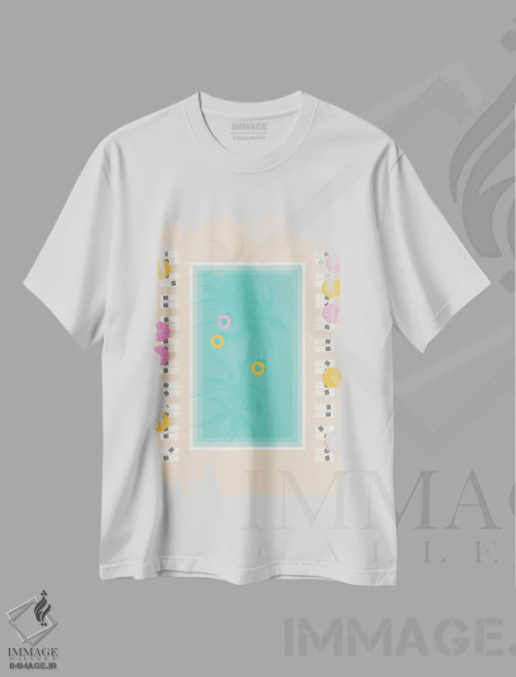 تیشرت سفید طرح دار "استخر پام اسپرینگز از نمای بالا"، تزئینی اثر لایمن کریتیو کو. | immage.ir