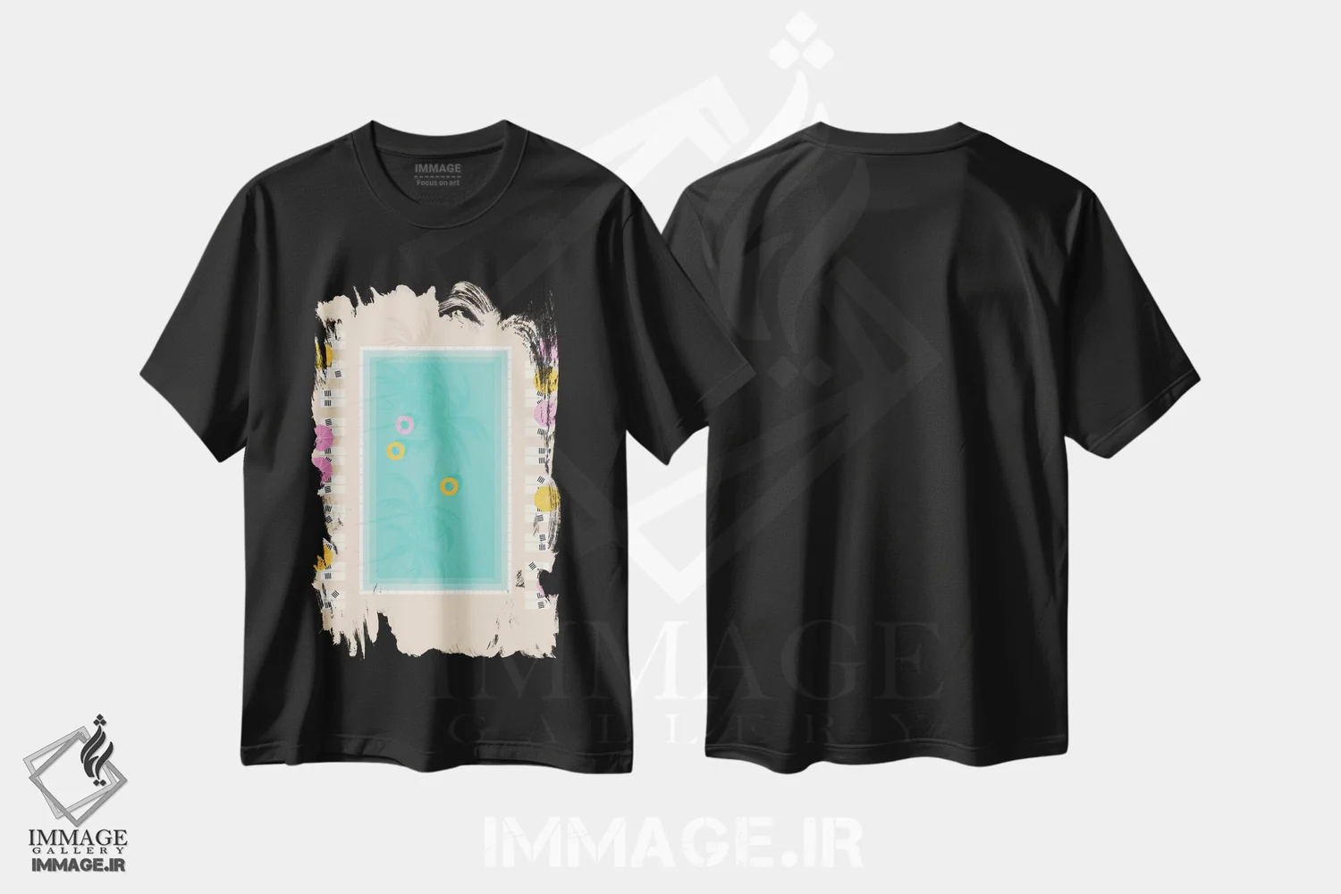تیشرت مشکی طرح دار "استخر پام اسپرینگز از نمای بالا"، تزئینی اثر لایمن کریتیو کو. | فروشگاه ایماژ