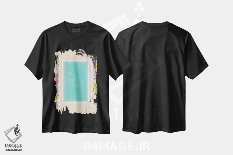تیشرت مشکی طرح دار "استخر پام اسپرینگز از نمای بالا"، تزئینی اثر لایمن کریتیو کو. | فروشگاه ایماژ