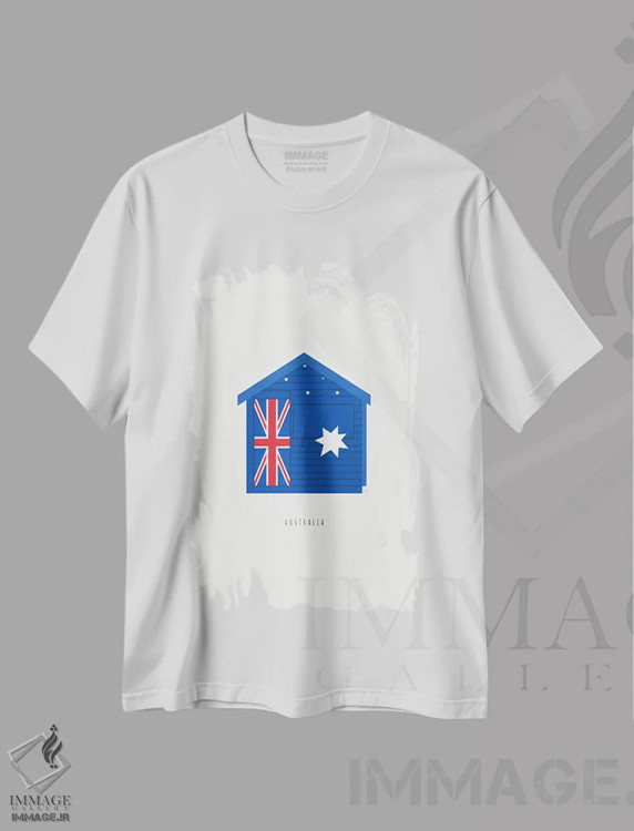 تیشرت سفید طرح دار "کلبه شنای ساحل برایتون، ملبورن، استرالیا"، تزئینی اثر لایمن کریتیو کو. | فروشگاه ایماژ