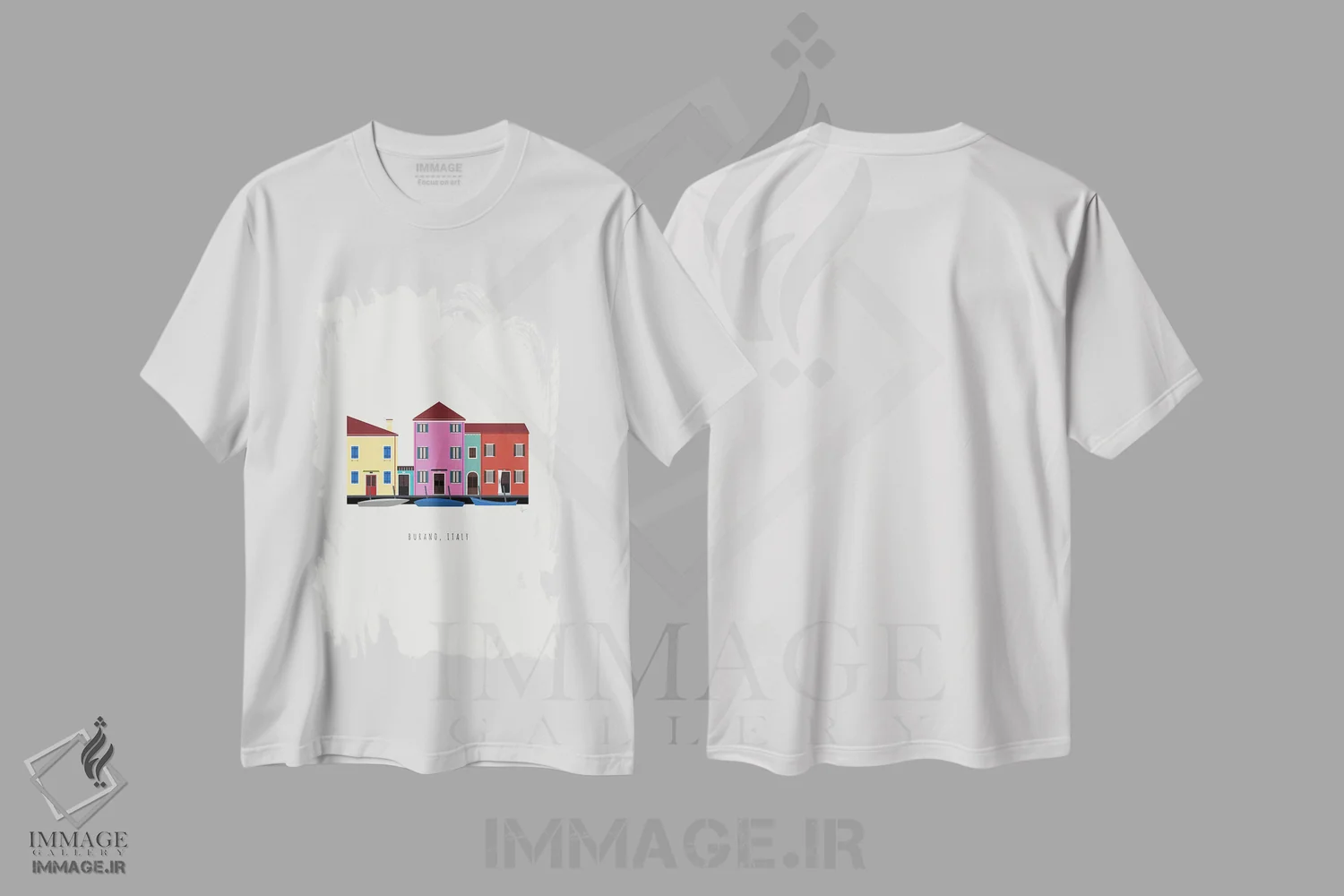 تیشرت سفید طرح دار "بورانو، ایتالیا"، تزئینی اثر لایمن کریتیو کو. | فروشگاه ایماژ