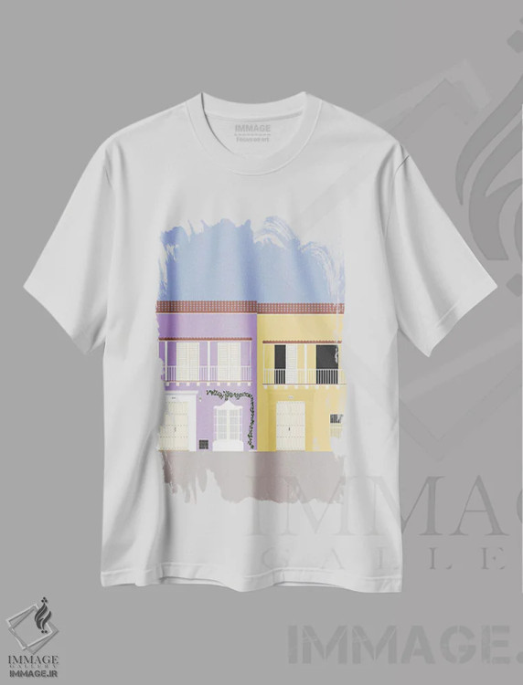تیشرت سفید طرح دار "شهر قدیمی کارتاهنا، کلمبیا"، تزئینی اثر لایمن کریتیو کو. | immage.ir