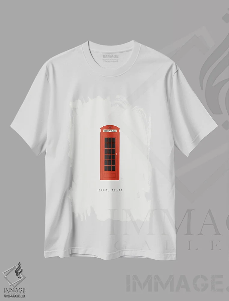 تیشرت سفید طرح دار "کابین تلفن لندن"، تزئینی اثر لایمن کریتیو کو. | فروشگاه ایماژ