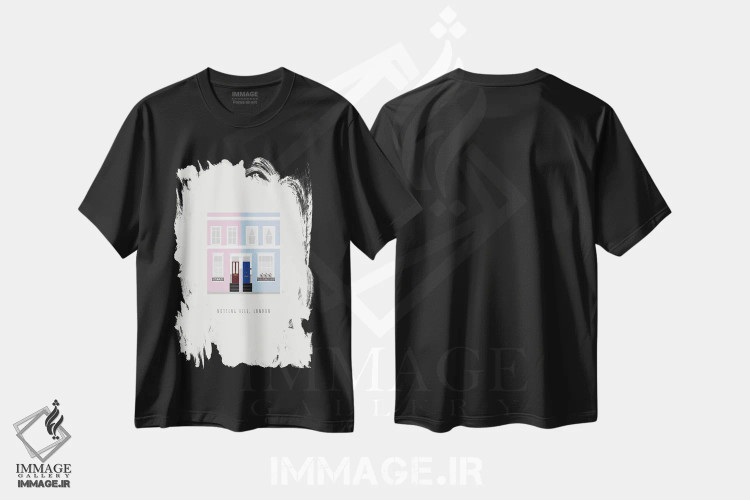 تیشرت مشکی طرح دار "ناتینگ هیل، لندن"، تزئینی اثر لایمن کریتیو کو. | فروشگاه ایماژ