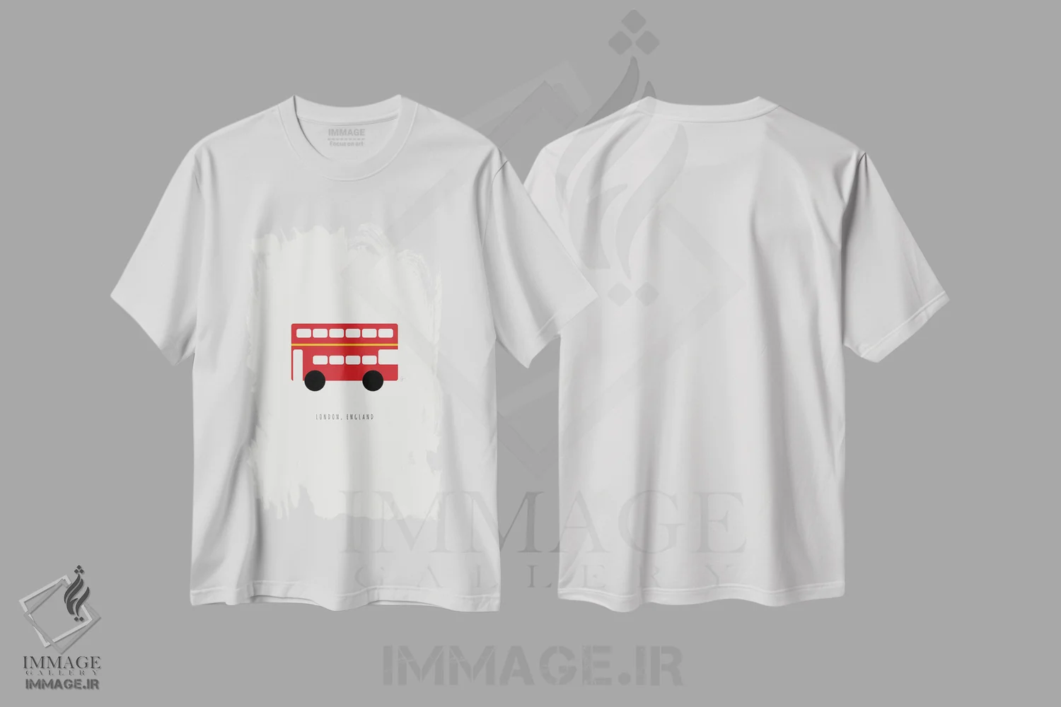 تیشرت سفید طرح دار "اتوبوس قرمز لندن"، تزئینی اثر لایمن کریتیو کو. | immage.ir