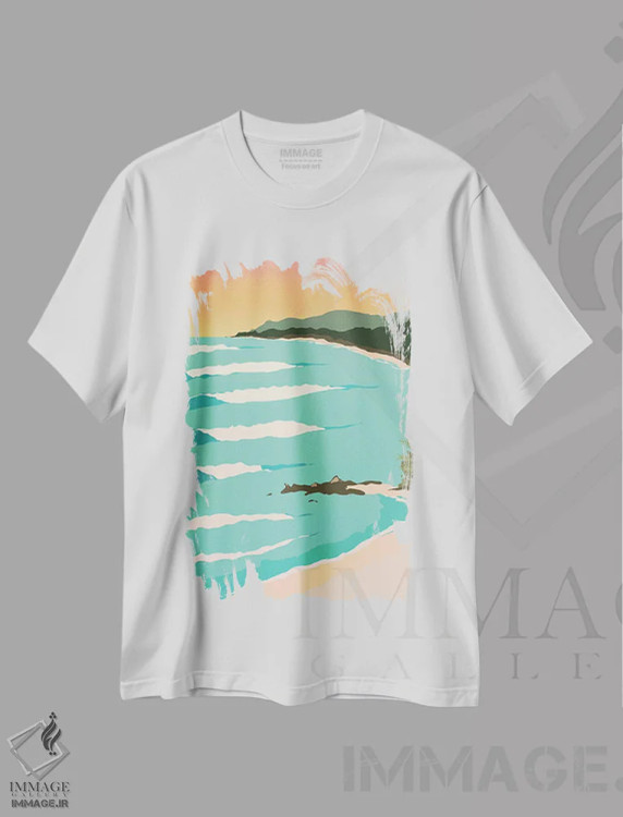 تیشرت سفید طرح دار "مالپایس، کاستاریکا در غروب آفتاب"، دکور ساحلی اثر لایمن کریتیو کو. | فروشگاه ایماژ