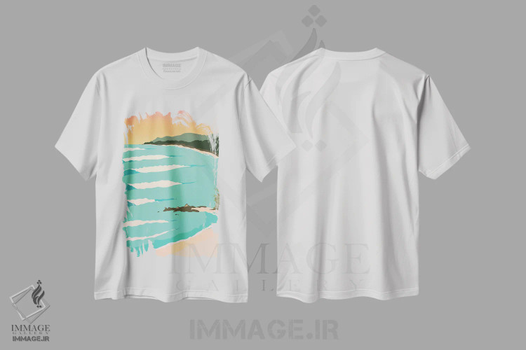 تیشرت سفید طرح دار "مالپایس، کاستاریکا در غروب آفتاب"، دکور ساحلی اثر لایمن کریتیو کو. | فروشگاه ایماژ