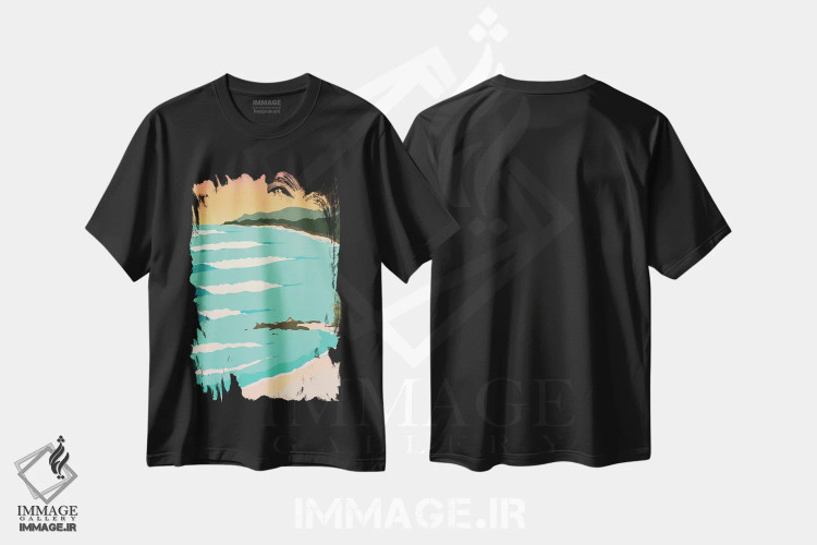 تیشرت مشکی طرح دار "مالپایس، کاستاریکا در غروب آفتاب"، دکور ساحلی اثر لایمن کریتیو کو. | immage.ir
