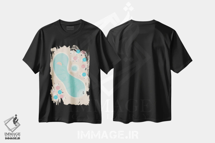 تیشرت مشکی طرح دار "استخر پام اسپرینگز از نمای بالا ۲"، تزئینی اثر لایمن کریتیو کو. | immage.ir