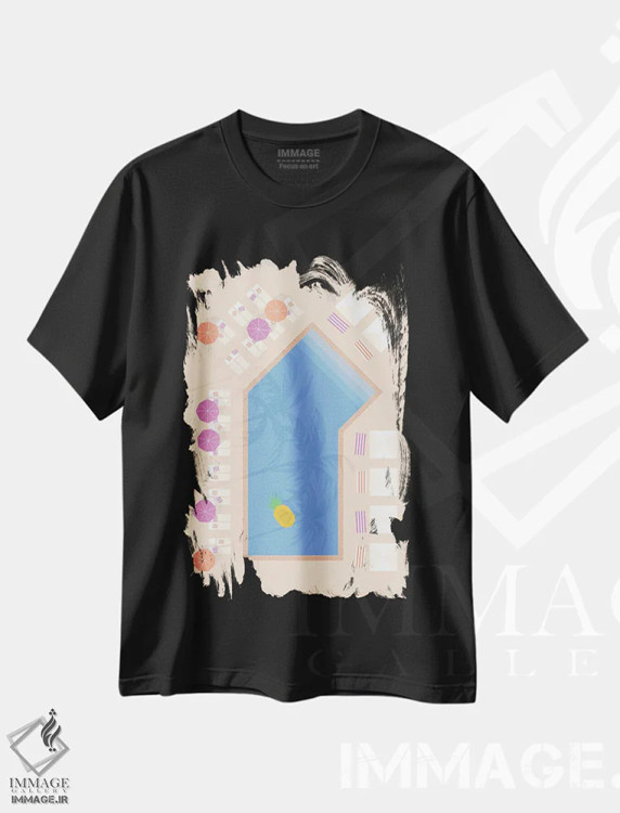 تیشرت مشکی طرح دار "استخر پام اسپرینگز از نمای بالا ۳"، تزئینی اثر لایمن کریتیو کو. | فروشگاه ایماژ