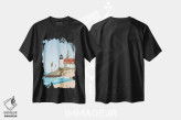 تیشرت مشکی طرح دار "فانوس دریایی در دریاچه میشیگان، آمریکا"، تزئینی اثر لایمن کریتیو کو. | immage.ir