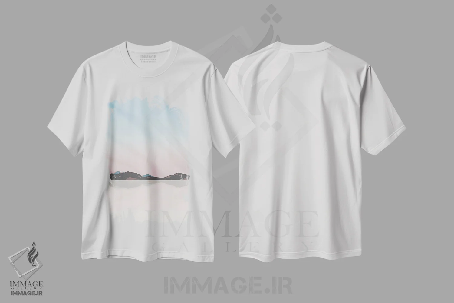 تیشرت سفید طرح دار "غروب آفتاب در دشت های نمکی یوتا"، تزئینی اثر لایمن کریتیو کو. | فروشگاه ایماژ