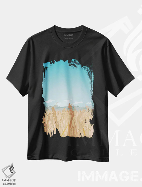 تیشرت مشکی طرح دار "مثلث طلایی مونتانا"، تزئینی اثر لایمن کریتیو کو. | فروشگاه ایماژ