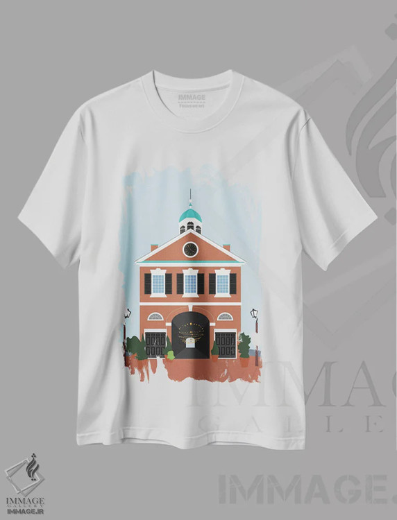 تیشرت سفید طرح دار "۱۴ فیلادلفیا، پنسیلوانیا، آمریکا"، تزئینی اثر لایمن کریتیو کو. | immage.ir