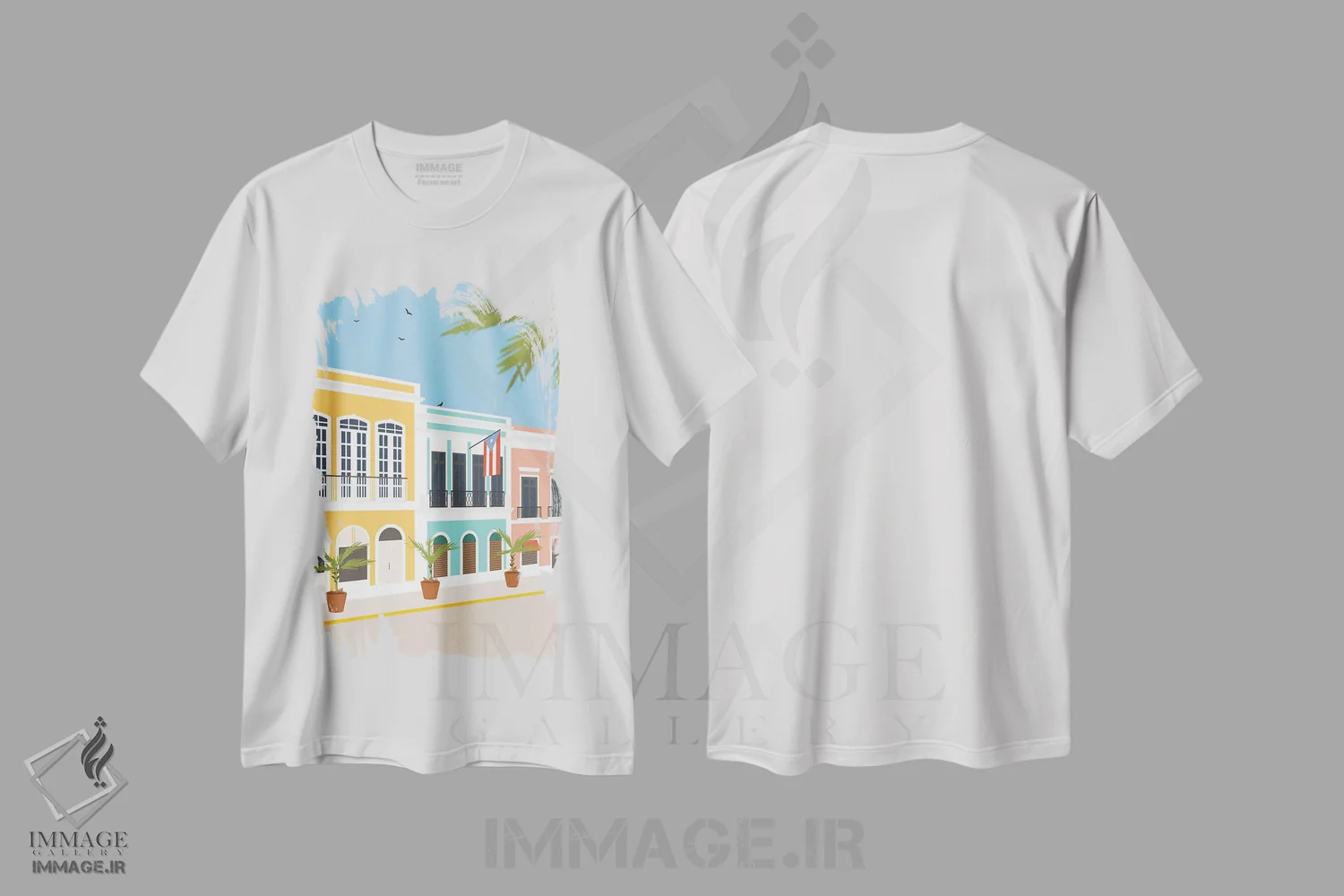 تیشرت سفید طرح دار "سن خوان قدیم، پورتوریکو"، تزئینی اثر لایمن کریتیو کو. | فروشگاه ایماژ