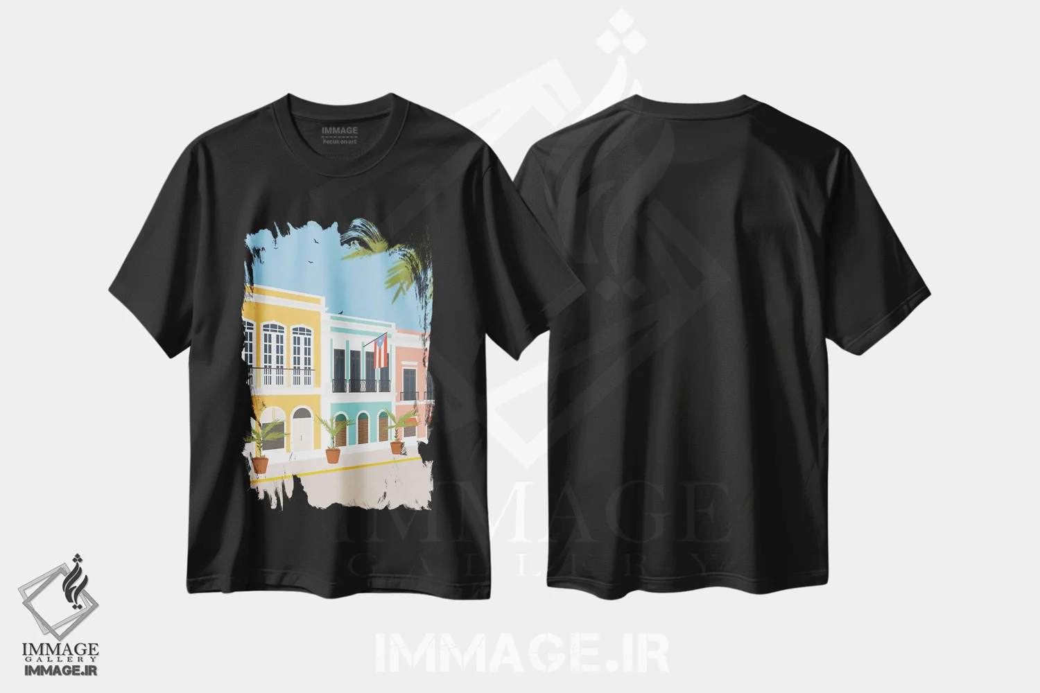تیشرت مشکی طرح دار "سن خوان قدیم، پورتوریکو"، تزئینی اثر لایمن کریتیو کو. | immage.ir