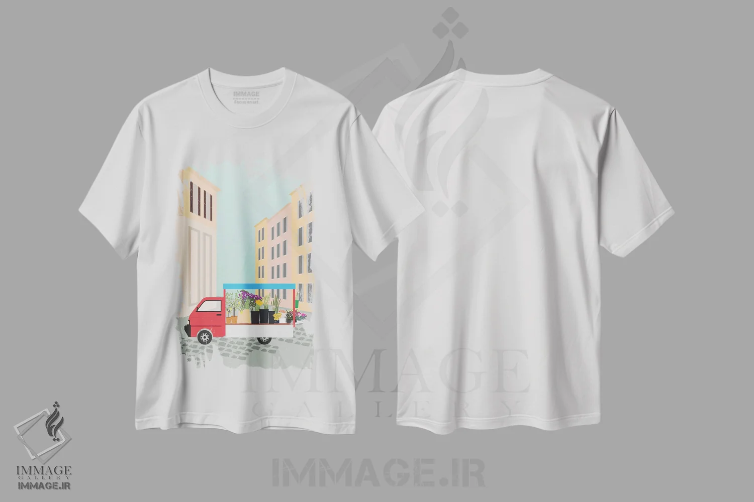 تیشرت سفید طرح دار "وانت گل در رم، ایتالیا"، تزئینی اثر لایمن کریتیو کو. | immage.ir