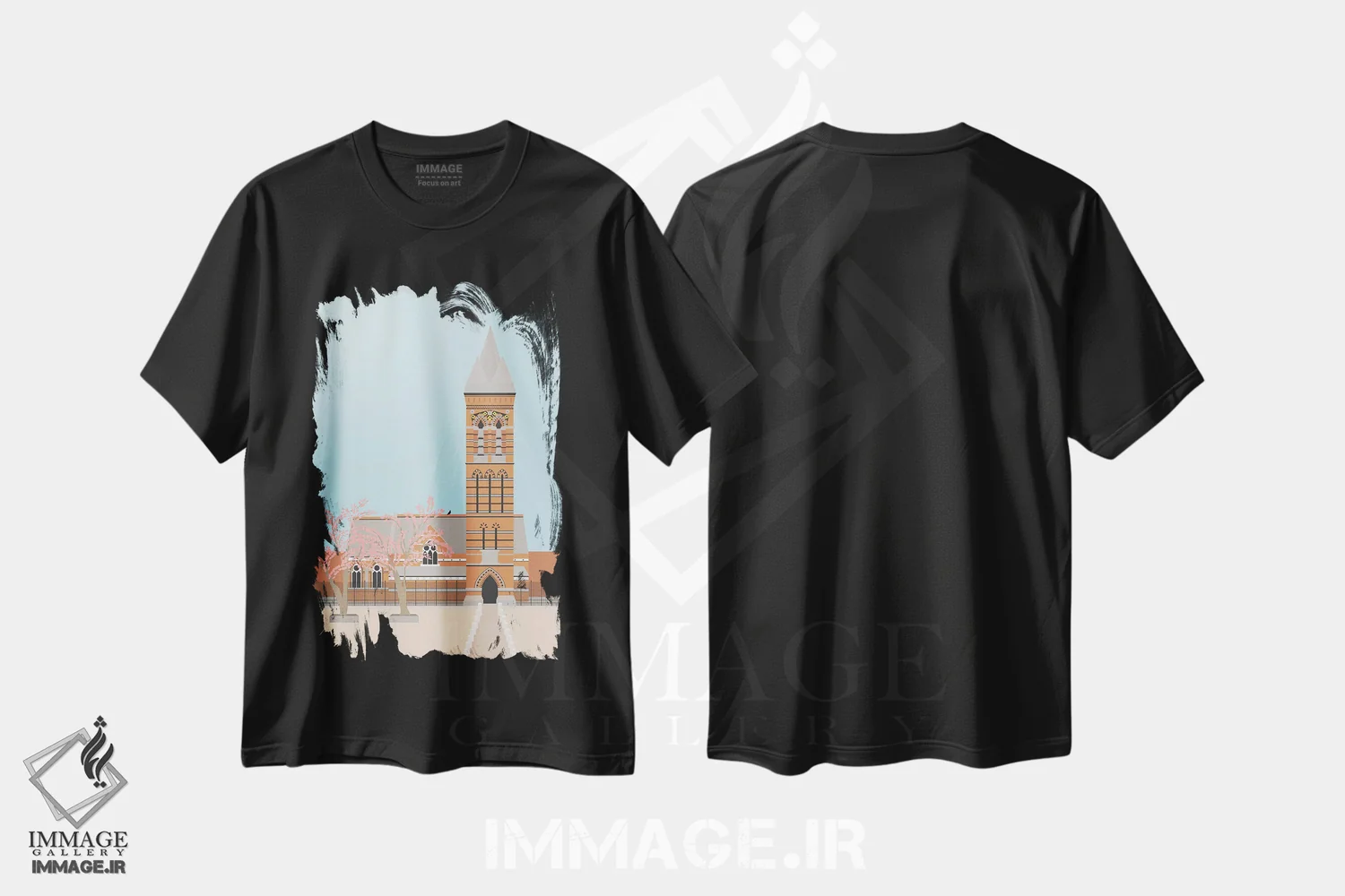 تیشرت مشکی طرح دار "کلیسای سنت جیمز د لس، لندن، انگلستان"، تزئینی اثر لایمن کریتیو کو. | فروشگاه ایماژ