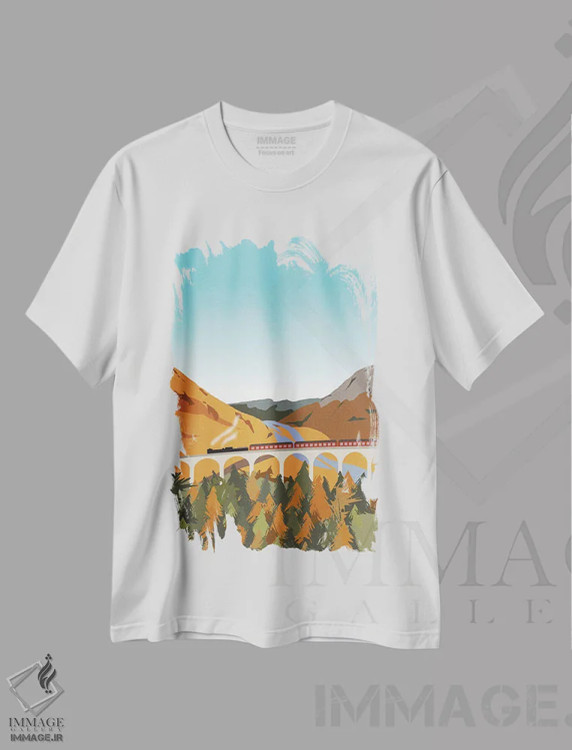 تیشرت سفید طرح دار "قطار روی پل گلنفینان، ارتفاعات اسکاتلند"، تزئینی اثر لایمن کریتیو کو. | immage.ir