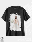 تیشرت مشکی طرح دار "عروس"، دست نقاشی و طراحی دستی اثر الزا فوچه | فروشگاه ایماژ