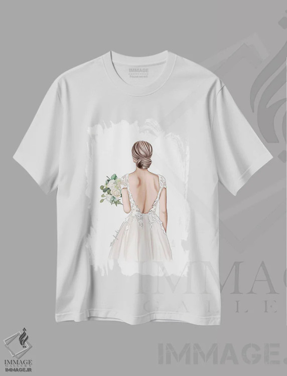 تیشرت سفید طرح دار "عروس"، دست نقاشی و طراحی دستی اثر الزا فوچه | immage.ir