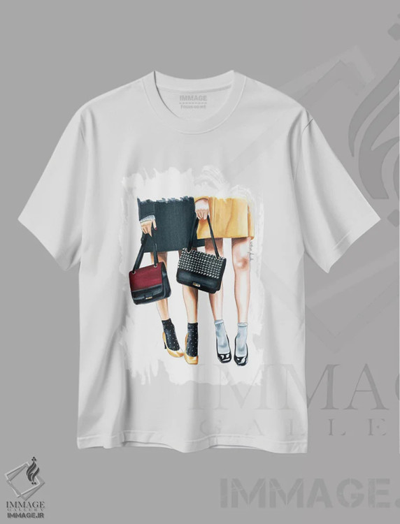 تیشرت سفید طرح دار "لباس دهه ۶۰ میلادی"، تزئینی اثر الزا فوچه | immage.ir