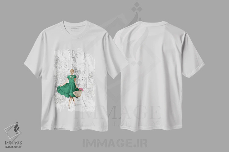 تیشرت سفید طرح دار "کوچه گل ها"، دست نقاشی و طراحی دستی اثر الزا فوچه | immage.ir