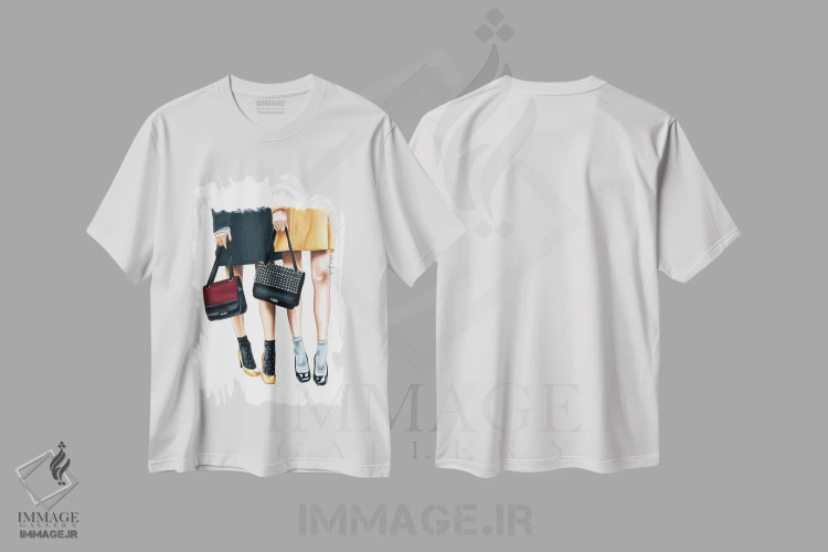 تیشرت سفید طرح دار "لباس دهه ۶۰ میلادی"، تزئینی اثر الزا فوچه | immage.ir