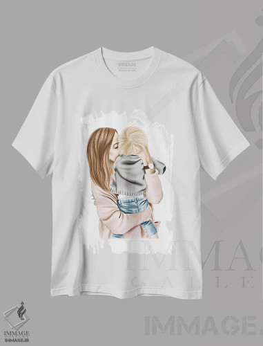 تیشرت سفید طرح دار "مادر و پسر"، تزئینی اثر الزا فوچه | فروشگاه ایماژ
