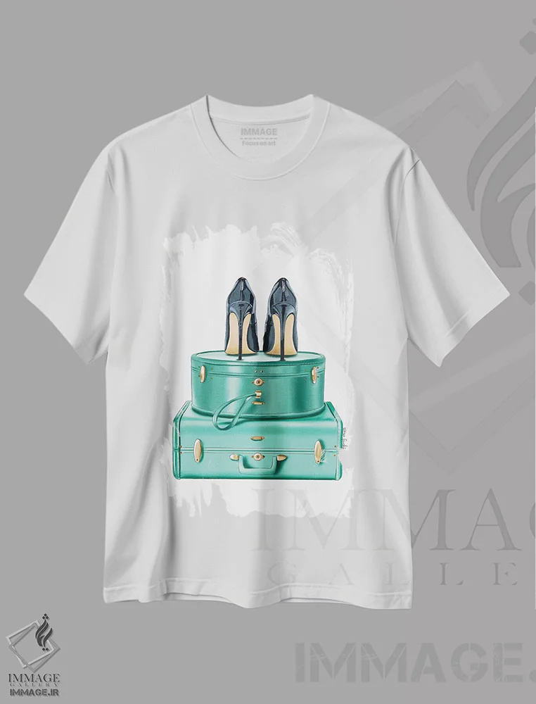 تیشرت سفید طرح دار سفر با استایل، دست نقاشی و طراحی دستی اثر الزا فوچه | فروشگاه ایماژ