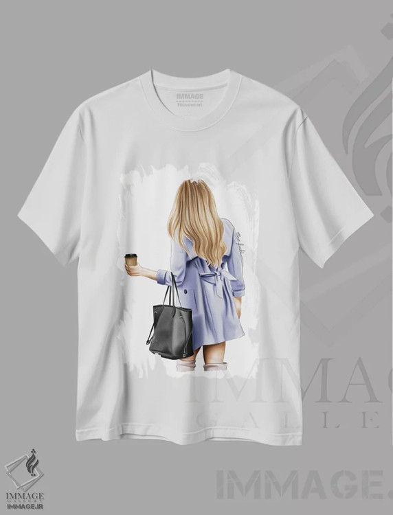 تیشرت سفید طرح دار "در شهر و مشغول"، تزئینی اثر الزا فوچه | فروشگاه ایماژ