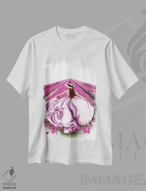 تیشرت سفید طرح دار "مزارع لاله"، تزئینی اثر الزا فوچه | immage.ir
