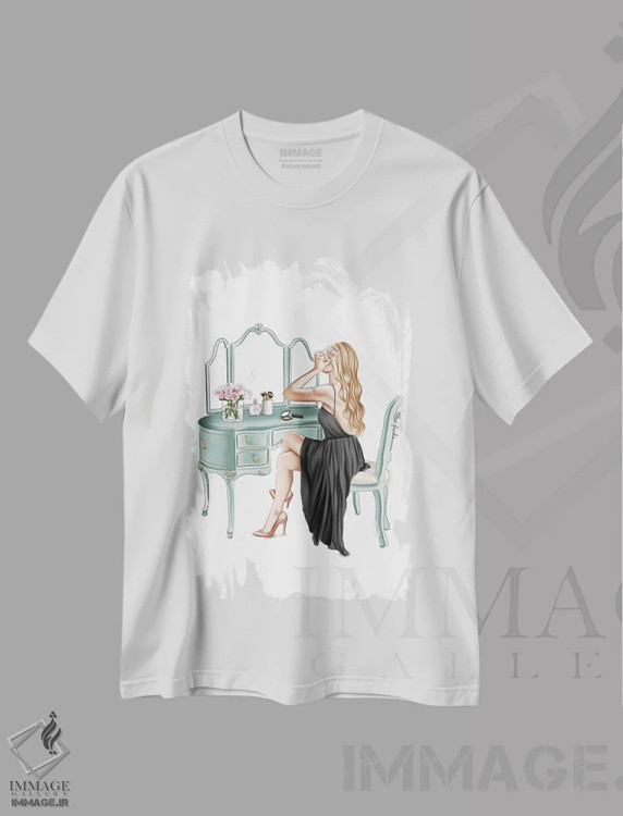 تیشرت سفید طرح دار آماده شدن، دست نقاشی و طراحی دستی اثر الزا فوچه | immage.ir