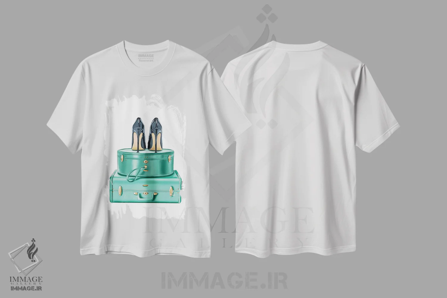 تیشرت سفید طرح دار سفر با استایل، دست نقاشی و طراحی دستی اثر الزا فوچه | فروشگاه ایماژ