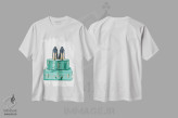 تیشرت سفید طرح دار سفر با استایل، دست نقاشی و طراحی دستی اثر الزا فوچه | فروشگاه ایماژ