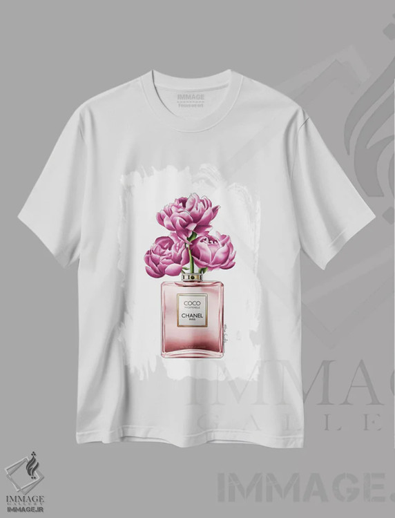 تیشرت سفید طرح دار عطر و گل ها، تزئینی اثر الزا فوچه | فروشگاه ایماژ