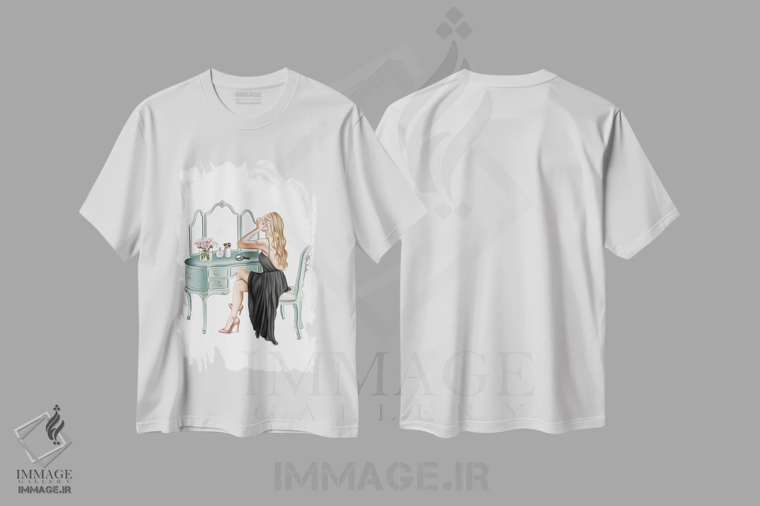 تیشرت سفید طرح دار آماده شدن، دست نقاشی و طراحی دستی اثر الزا فوچه | immage.ir