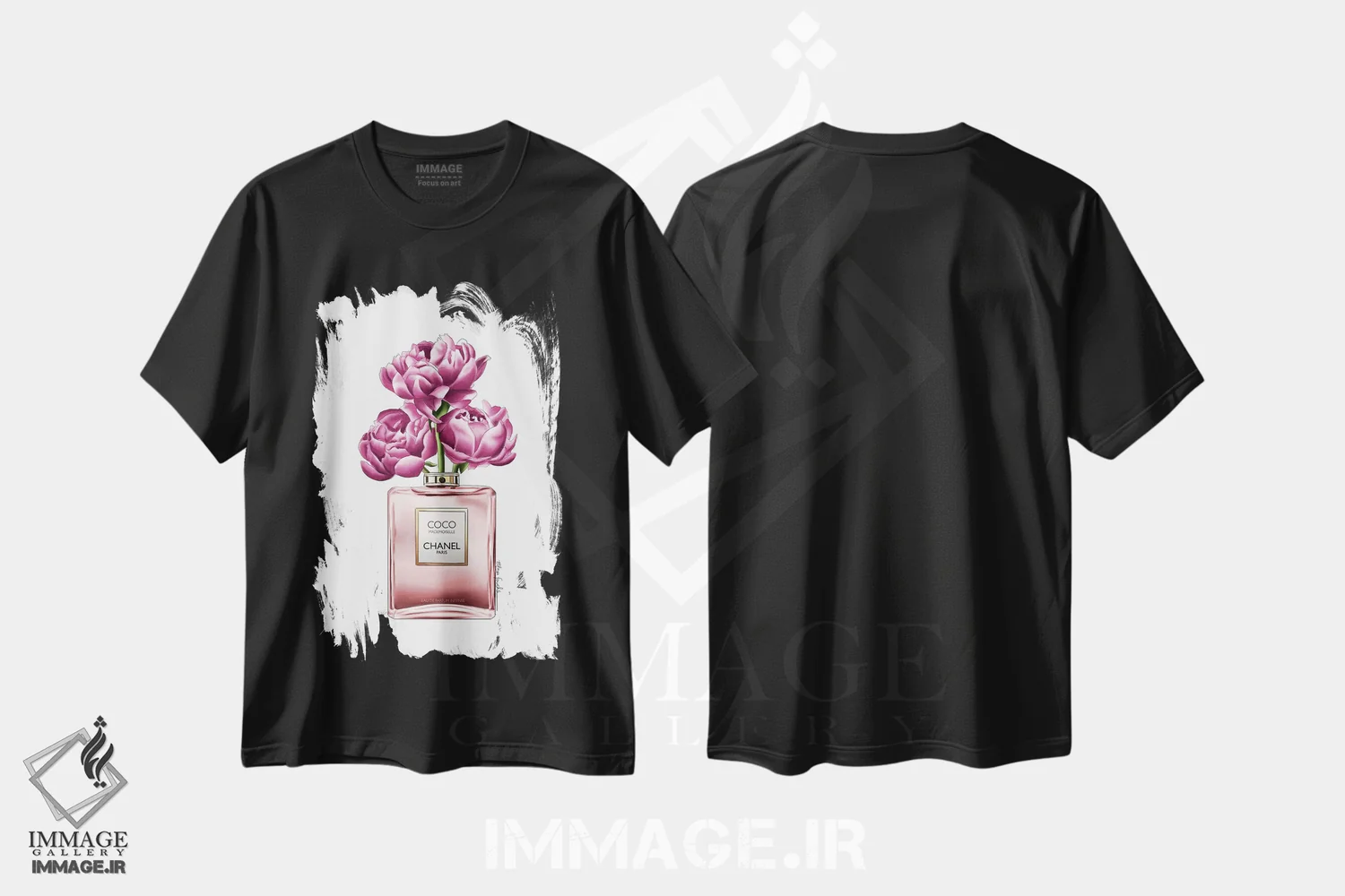 تیشرت مشکی طرح دار عطر و گل ها، تزئینی اثر الزا فوچه | immage.ir