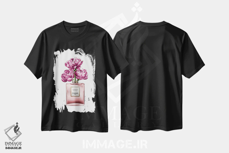 تیشرت مشکی طرح دار عطر و گل ها، تزئینی اثر الزا فوچه | immage.ir